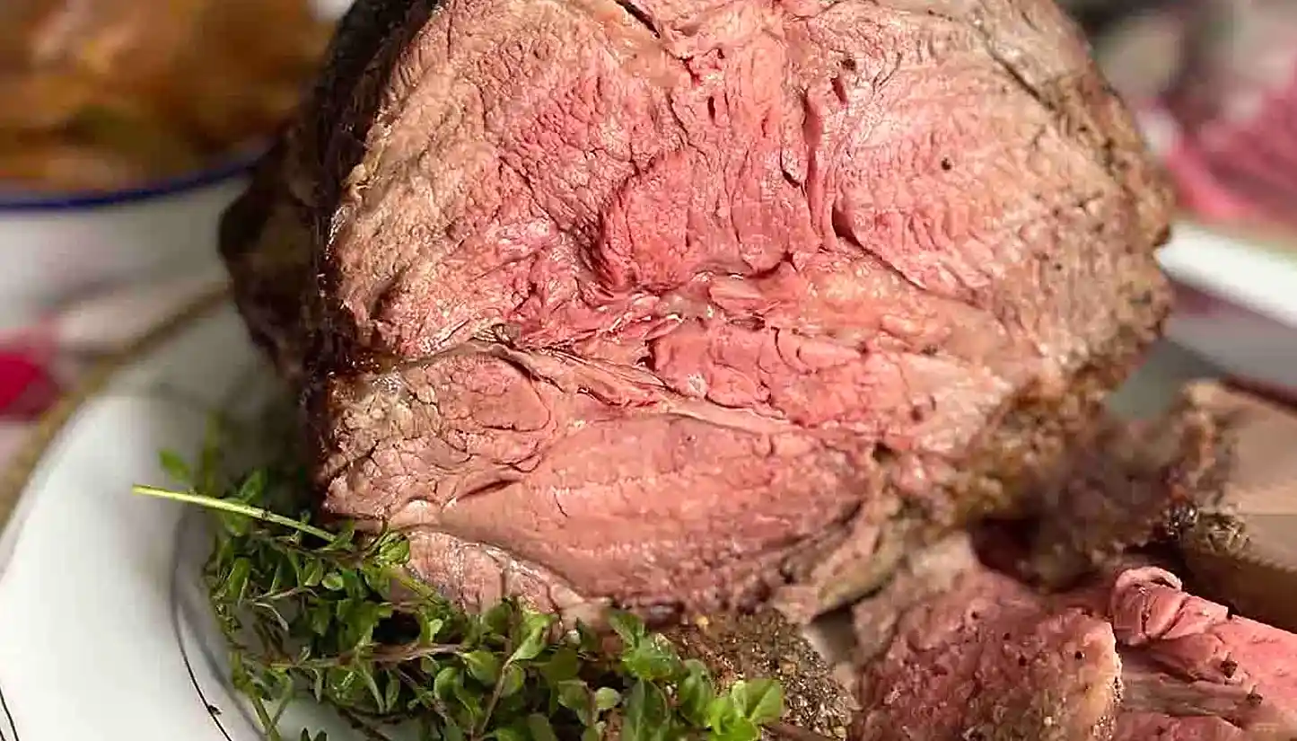 Roast rib of beef with rosemary and garlic